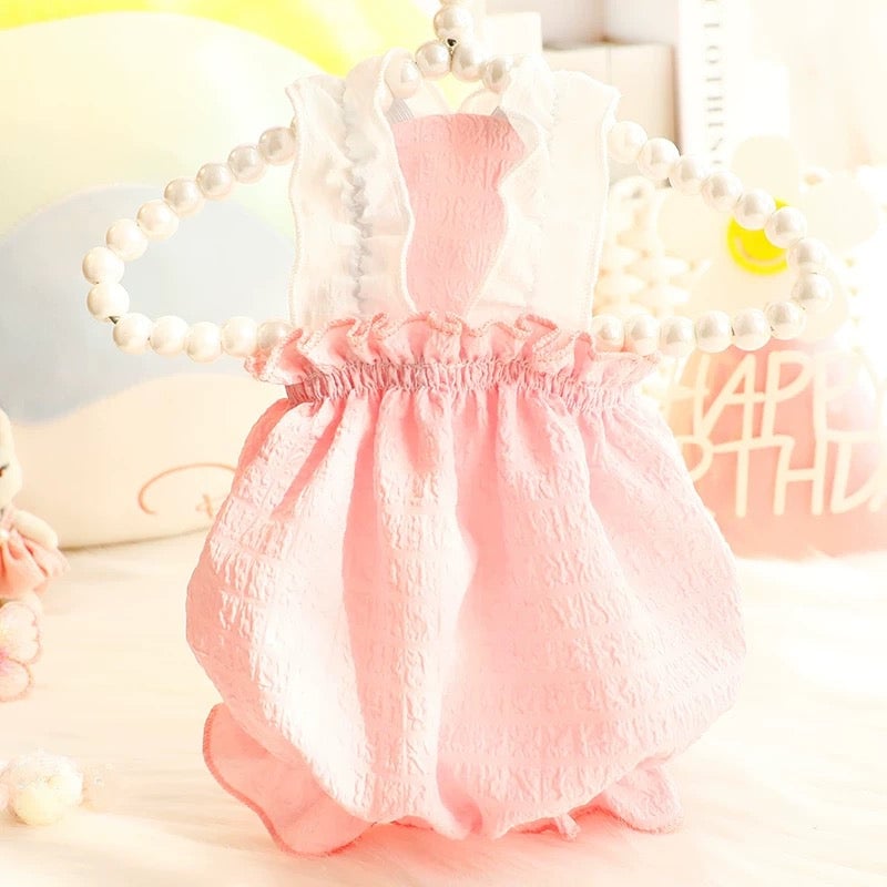 Solid Color Ruffled Puffy Dog Cat Dress