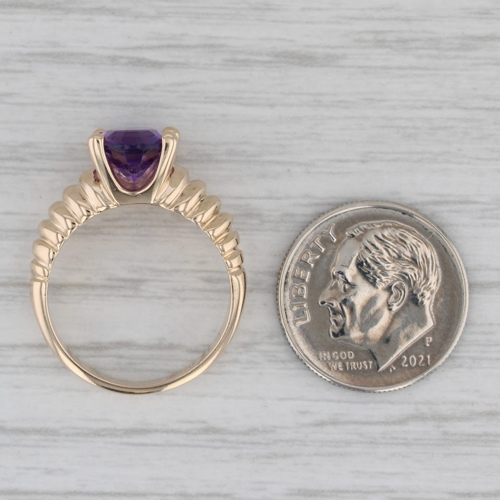 2.50ct Oval Solitaire Amethyst Ring 14k Yellow Gold Size 6.25