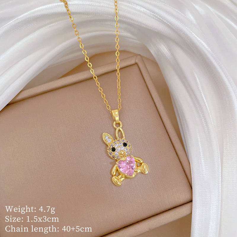Copper Micro-Inlaid Necklace For Women Copper Micro-Inlaid Real Gold Electroplating Simple Ins Exquisite Clavicle Chain Neck Chain