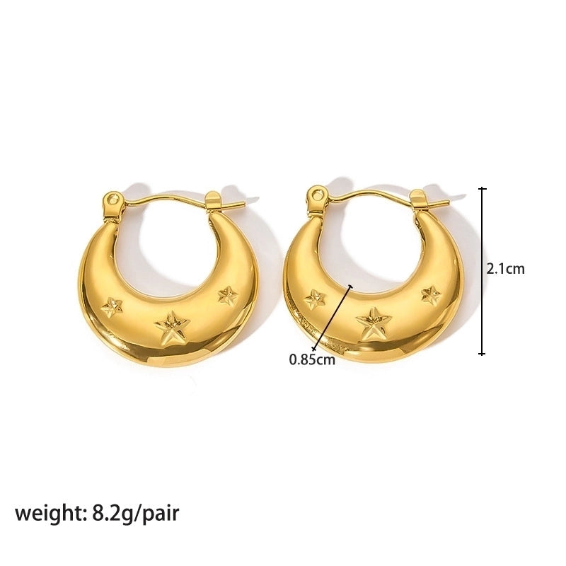 1 Pair Modern Style Round Heart Shape 304 Stainless Steel 18K Gold Plated Hoop Earrings