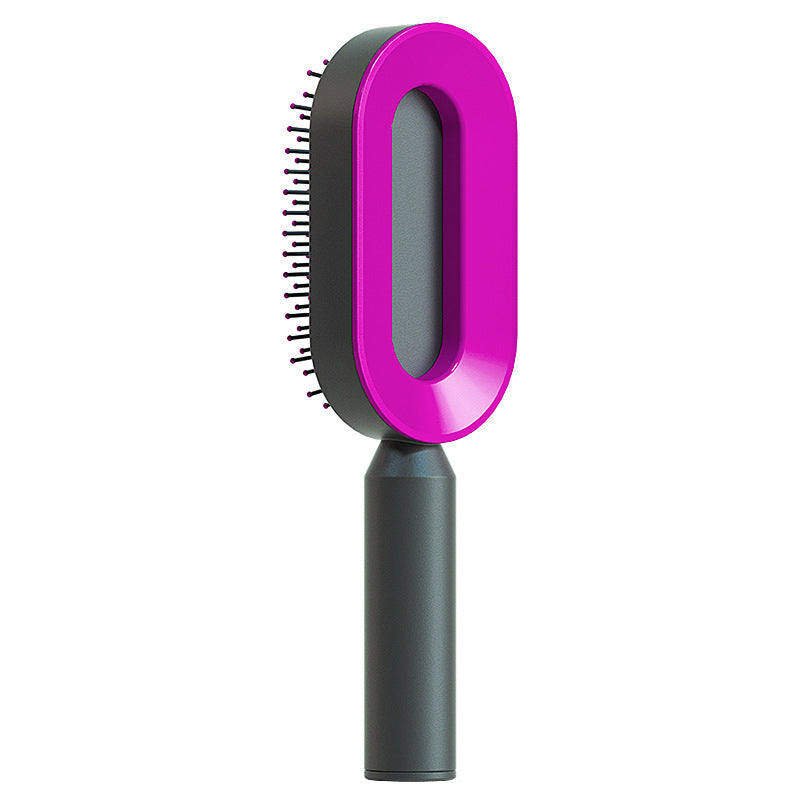 Self-cleaning hairbrush for women. One-button cleaning airbag to prevent hair loss