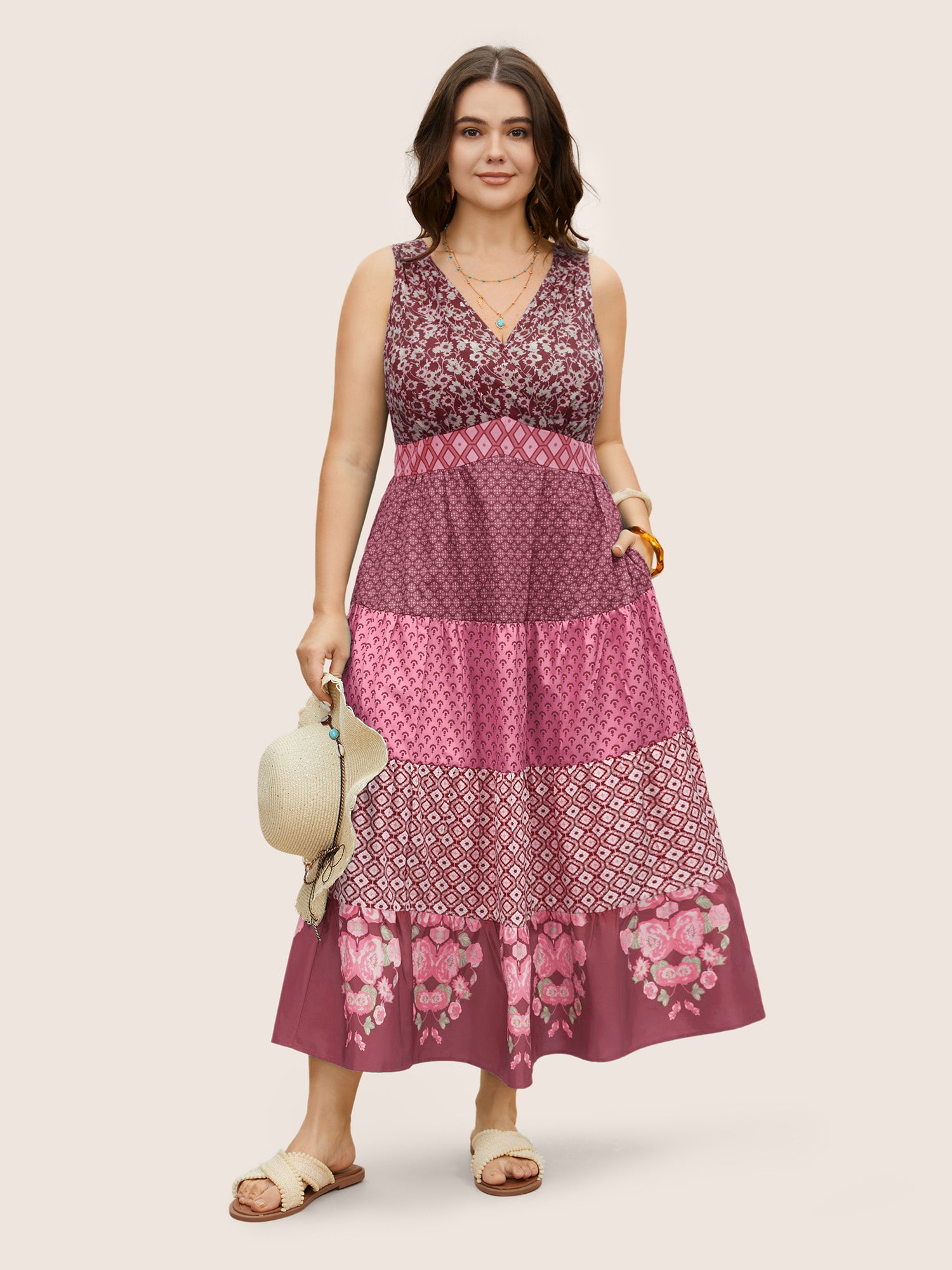 Bandana Patchwork Floral Sleeveless Dress