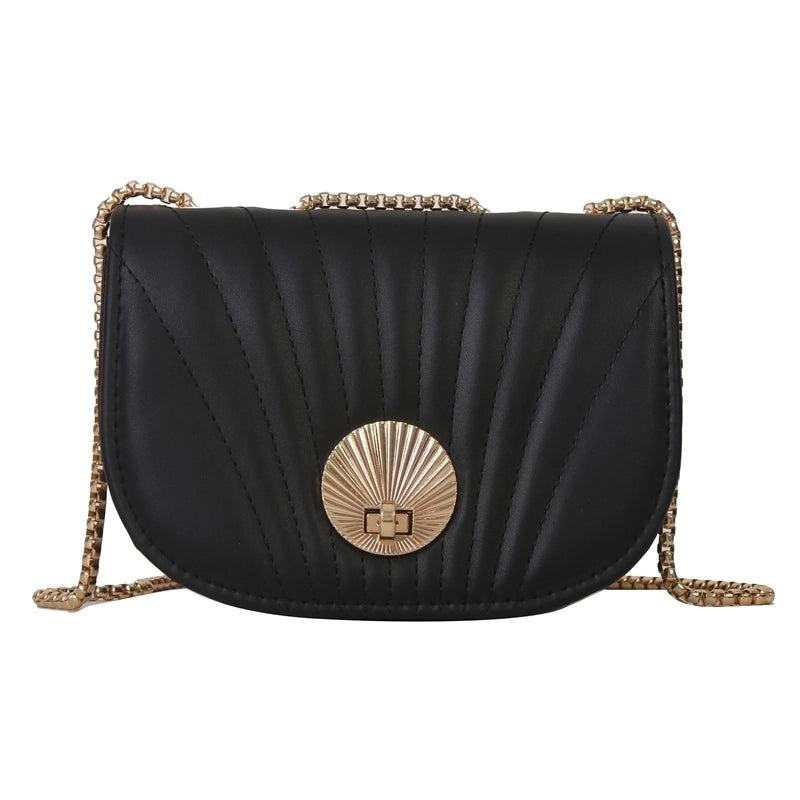 Women's Pu Leather Solid Color Cute Semicircle Flip Cover Shoulder Bag Crossbody Bag