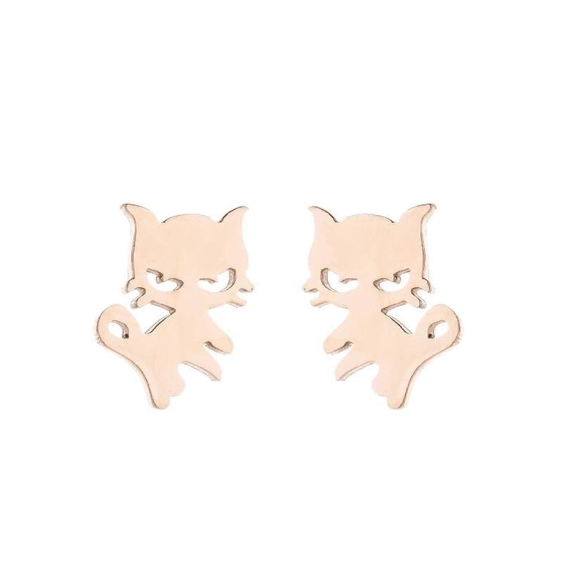 1 Pair Fashion Cat 304 Stainless Steel 18K Gold Plated Ear Studs
