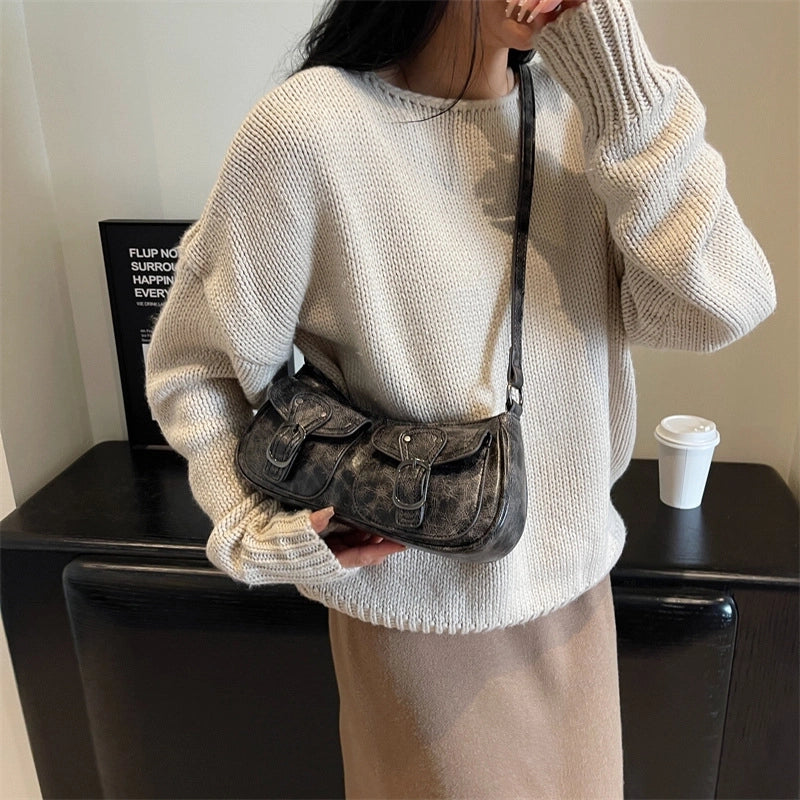 Sweet Cool Motorcycle Bag For Women New Niche Fashion Shoulder Underarm Bag Small Red Book Women's Bag