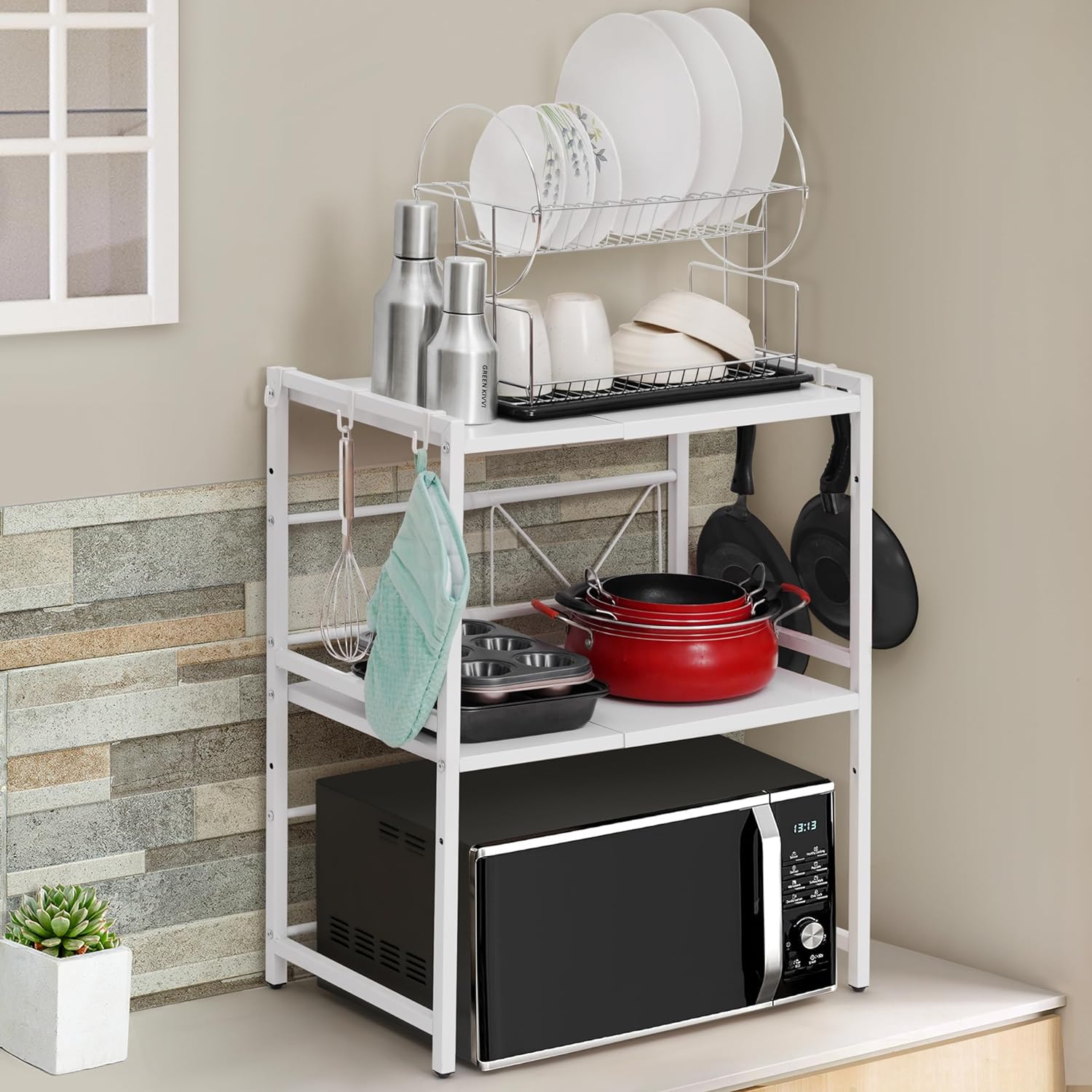 Microwave Rack Double Layer . Metal Storage Rack