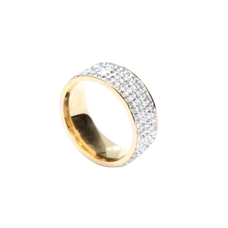 Fashion Letter 201 Stainless Steel Rhinestones Gold Plated