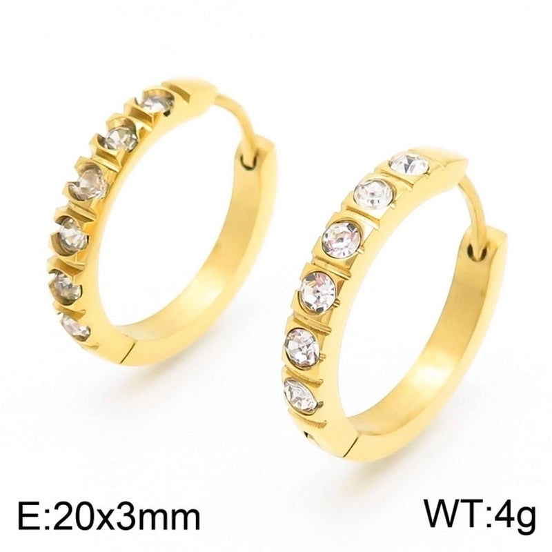 1 Pair Luxurious Solid Color Plating Inlay Stainless Steel Zircon 18K Gold Plated Earrings