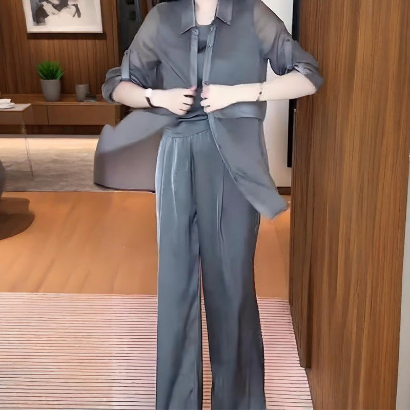 🌟 Women's 3-Piece Shirt Jacket, Vest and Pants Set