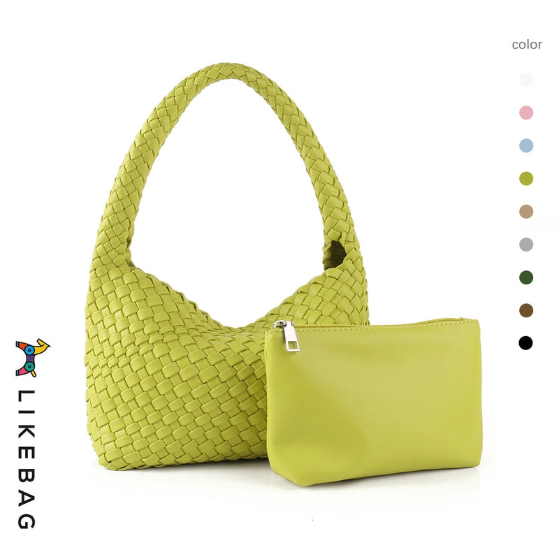 Women's Medium Pu Leather Solid Color Classic Style Streetwear Weave Square Magnetic Buckle Underarm Bag