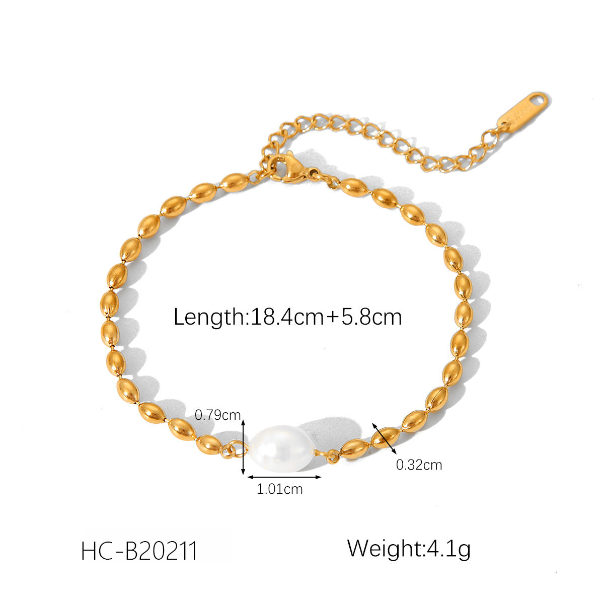 Stainless Steel Bracelet Ot Buckle Love Pearl Bracelet Female Titanium Steel Jewelry