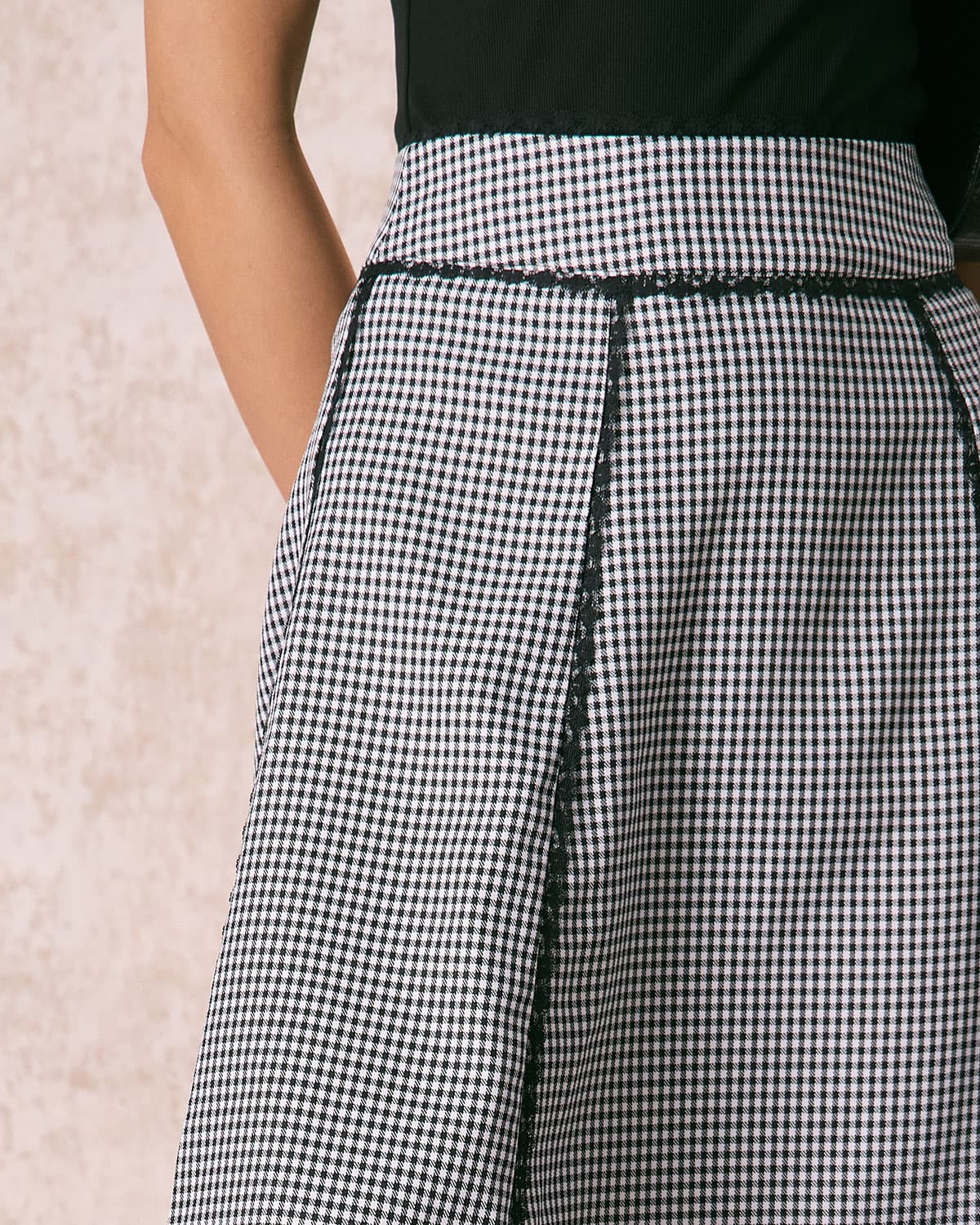 The Black High Waisted Plaid Lace Midi Skirt