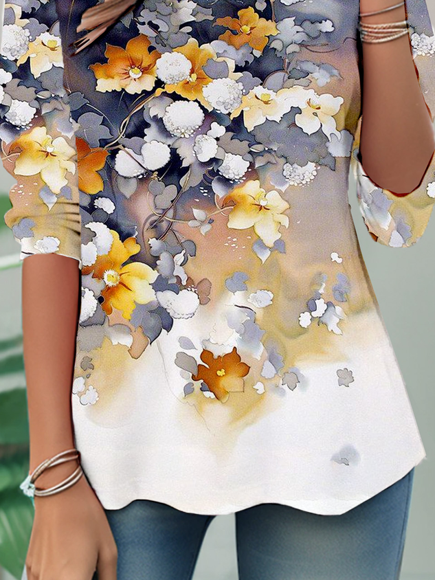 Floral Crew Neck Casual Loose T-Shirt