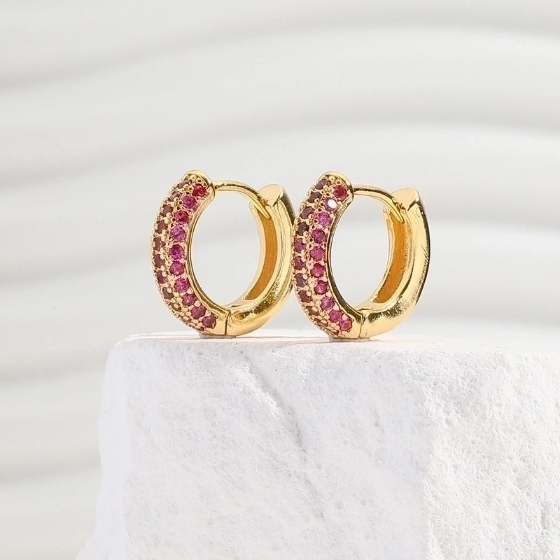 2 Pieces Minimalist U Shape Plating Inlay Copper Zircon Earrings