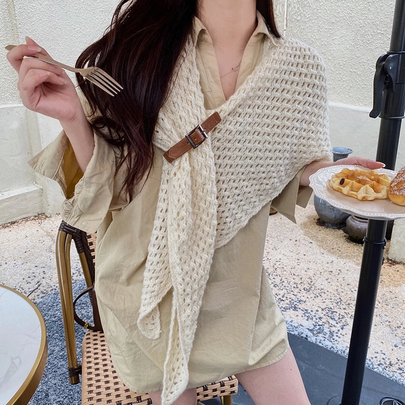 Women's Minimalist Classic Style Solid Color Polyester Shawl