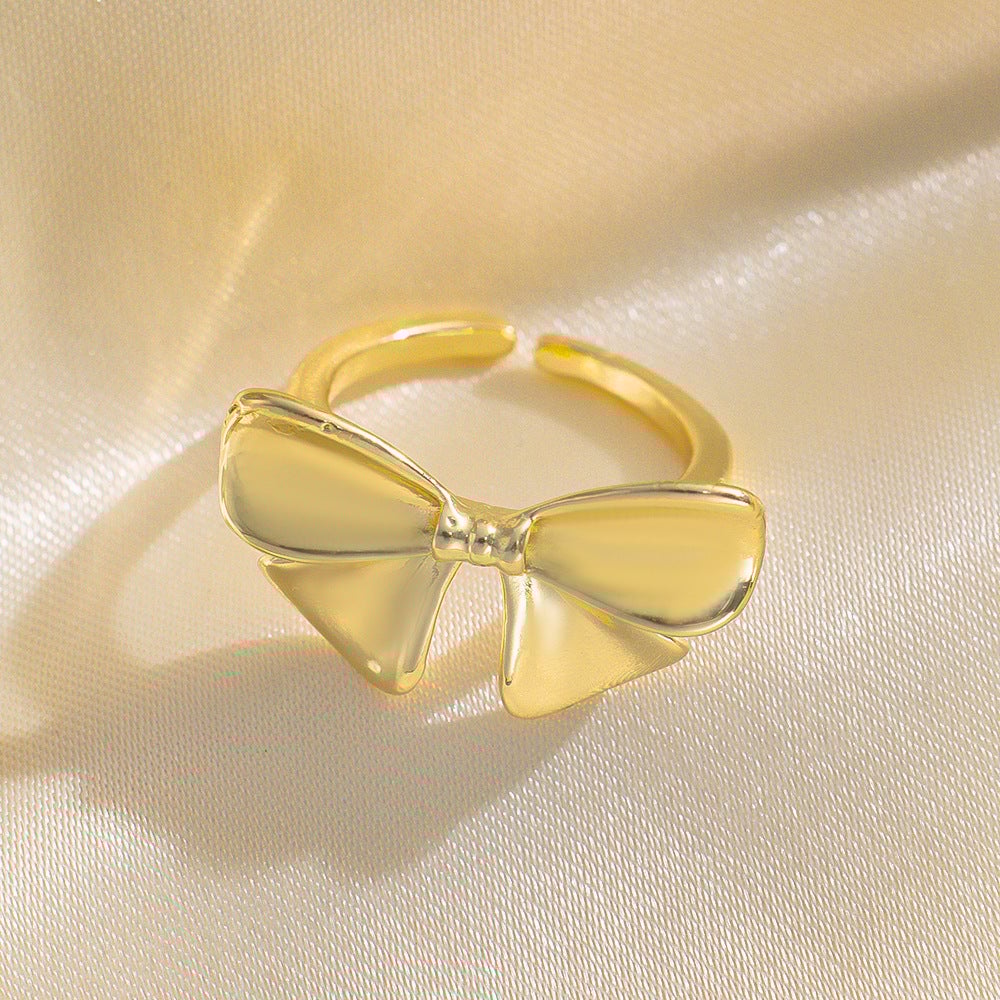 Niche Design Bow Ring For Women Fashionable Exquisite Simple And Versatile Open Ring