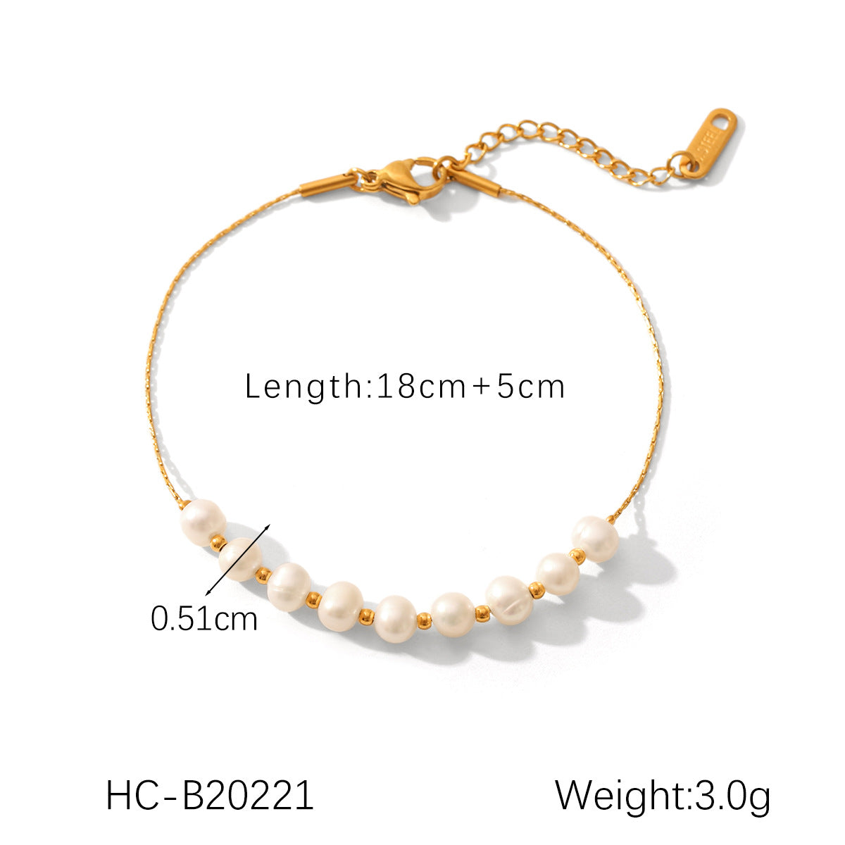 Retro Stainless Steel Chain Pearl Bracelet Ladies Beaded Freshwater Pearl Hand Jewelry