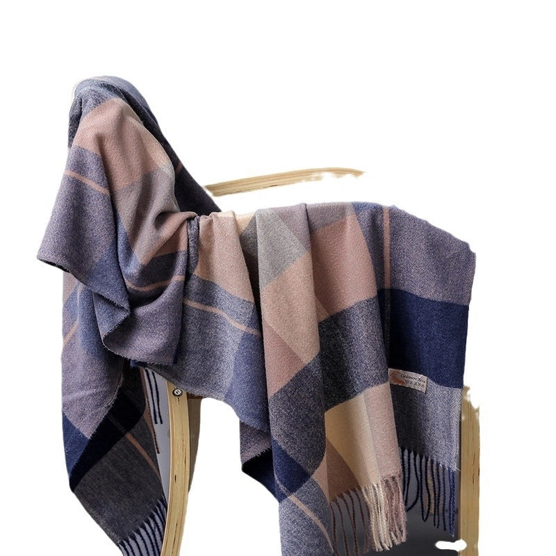 Autumn And Winter New Fashion Cashmere Big Baba Grid Tassel Scarf Men And Women Couples Warm Shawl