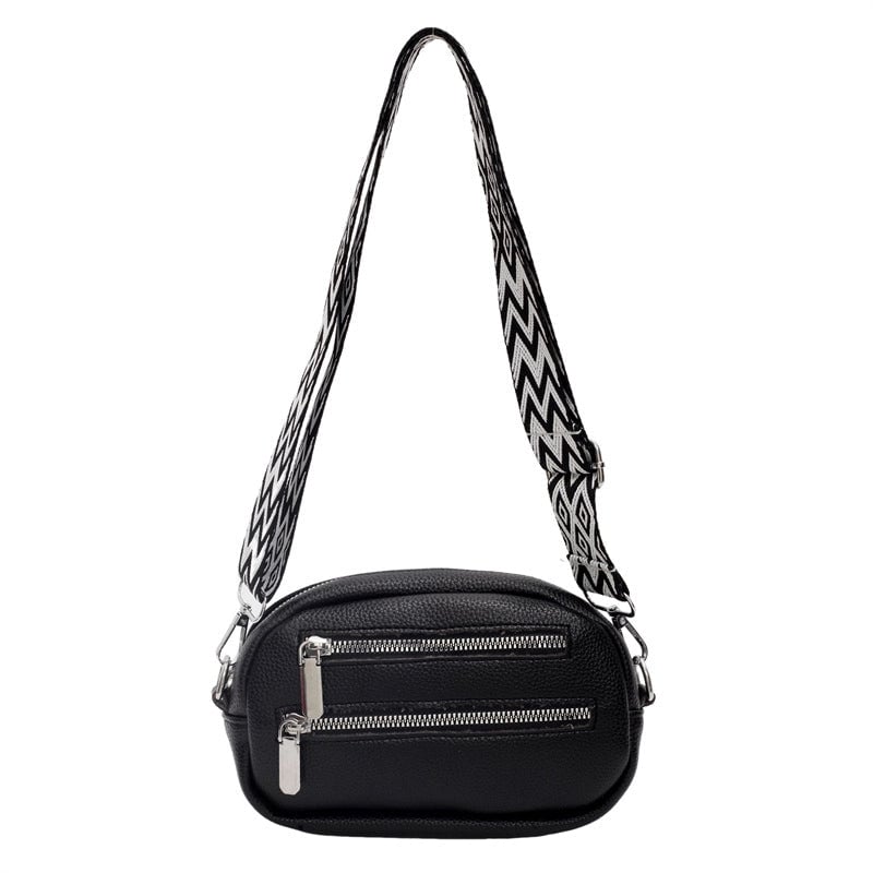 Women's PU Solid Color Elegant Basic Streetwear Sewing Thread Square Zipper Shoulder Bag