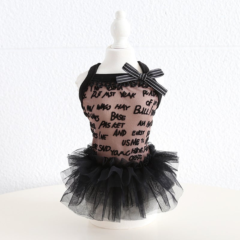 Sweet Letter Printed Lace Dog Cat Dress