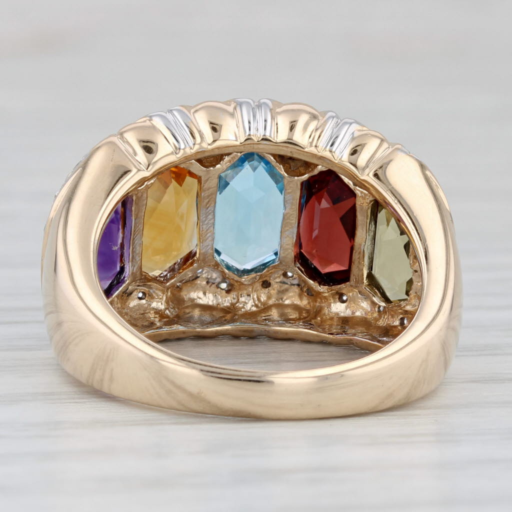5.25ctw Gemstone Diamond Ring 14k Gold Size 7 Amethyst Topaz Garnet Quartz