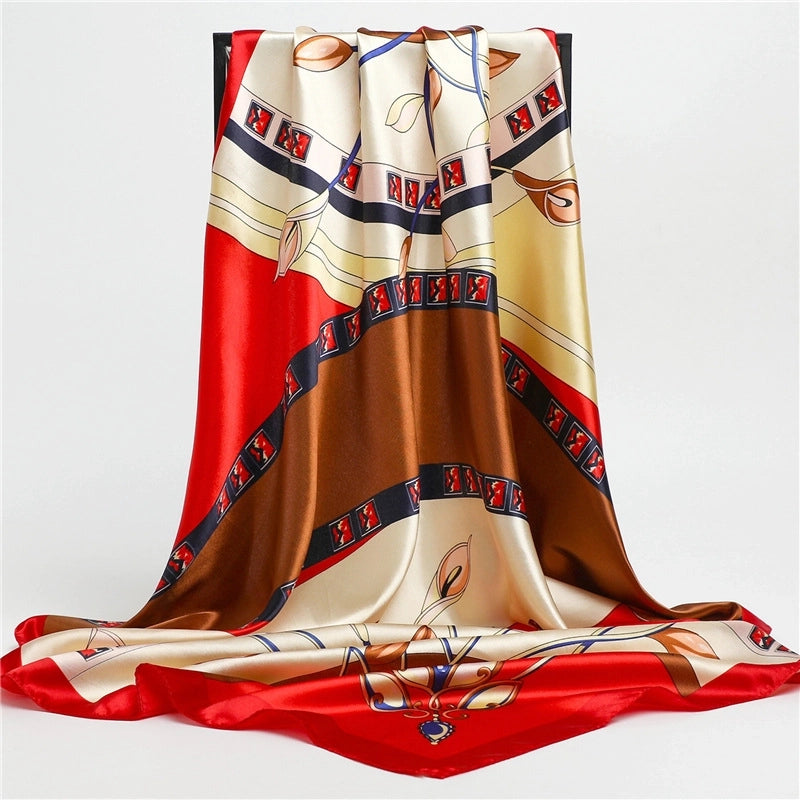 Women's Minimalist Printing Polyester Printing Silk Scarf