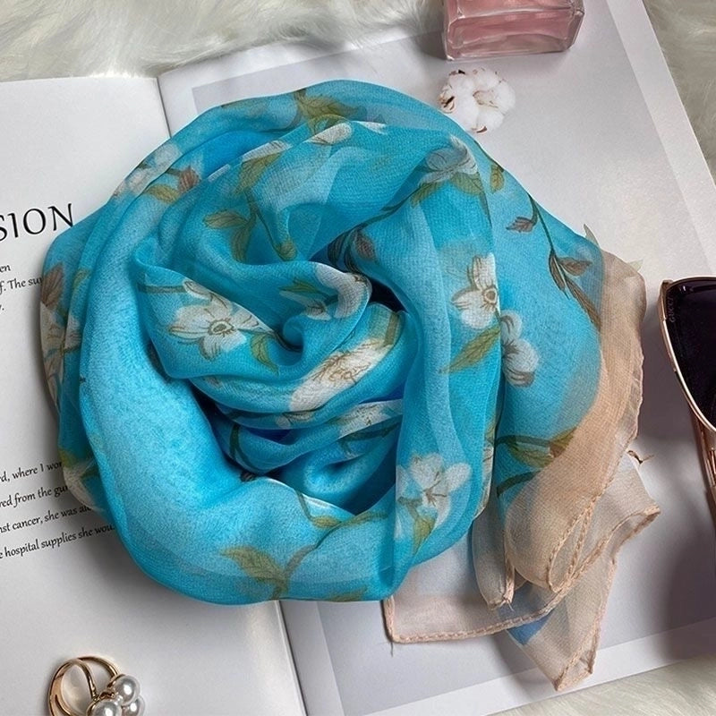 Women's Elegant Minimalist Flower Georgette Silk Scarf