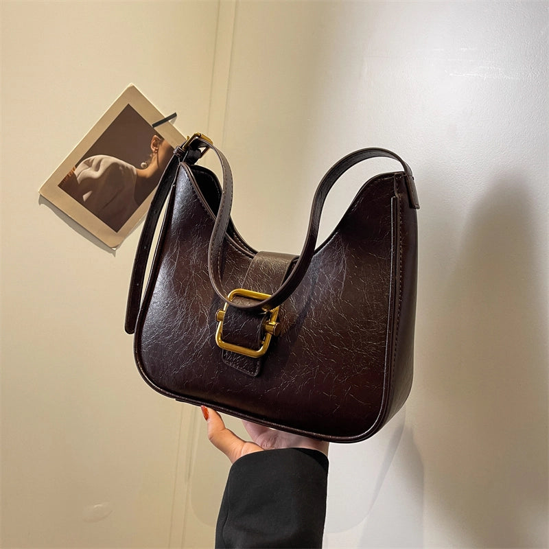 Autumn And Winter Texture Underarm Bag  New Fashion Retro Underarm Bag New Moon Bag Women's Cross-Body Bag