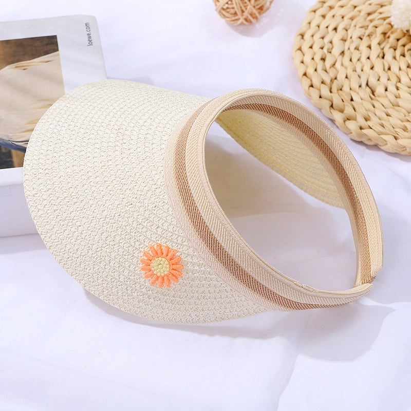 Women's Mini Straw Daisy Vintage Style Round Zipper Straw Bag
