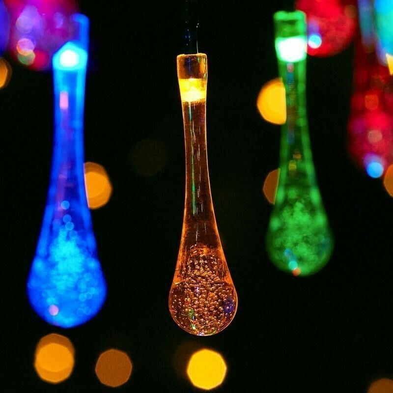50% OFF！Solar-Powered Raindrop String Lights-Buy 2 Free Shipping