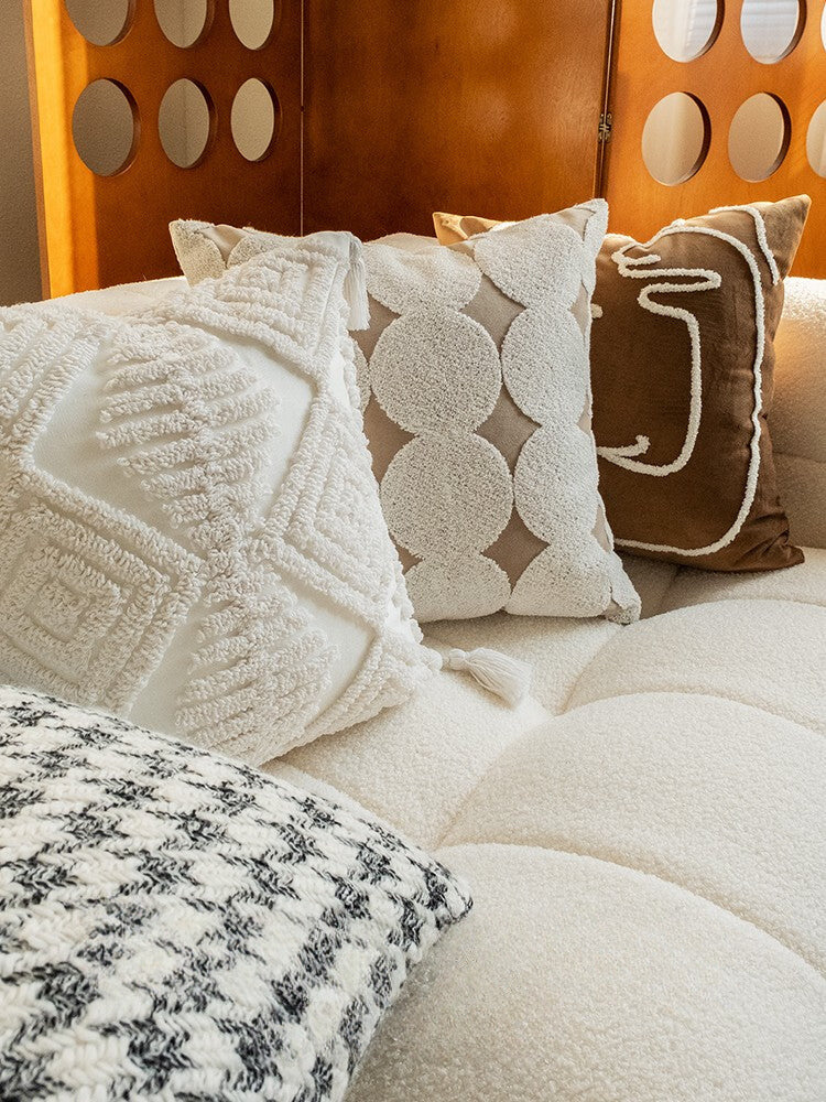 Chic Monochrome Tufted Plush Pillow