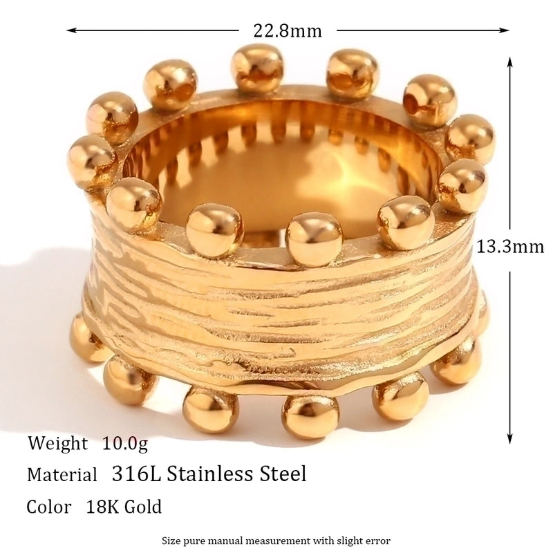 Minimalist Classic Style Round Stainless Steel Plating 18k Gold Plated Rings