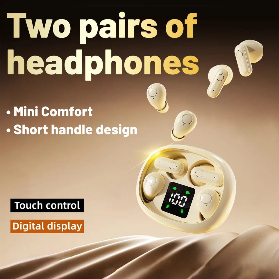 Ultra Small Headphones Bluetooth 5.4 Earphones Wireless Heasets HIFI HD Call Noise Reduction Earphone Sleep Sports Dual Earbuds