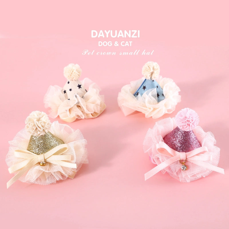 Cute Polyester Solid Color Diamond Pet Hat