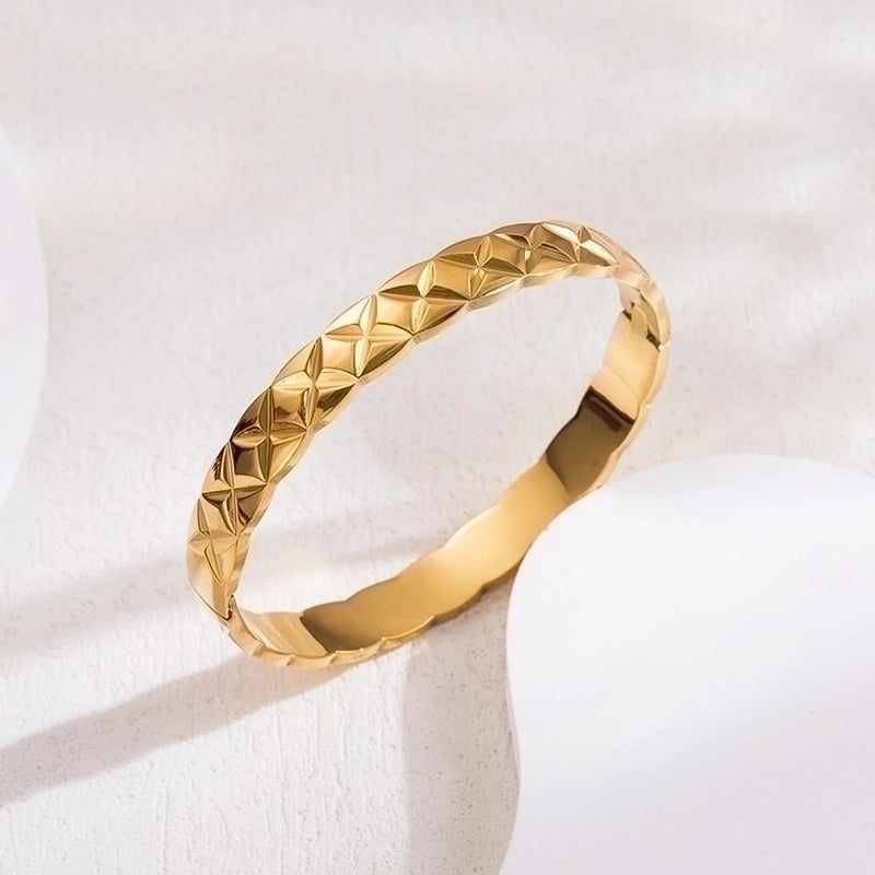 2 Pieces Ig Style Vintage Style Solid Color Stainless Steel Zircon 18k Gold Plated Bangle