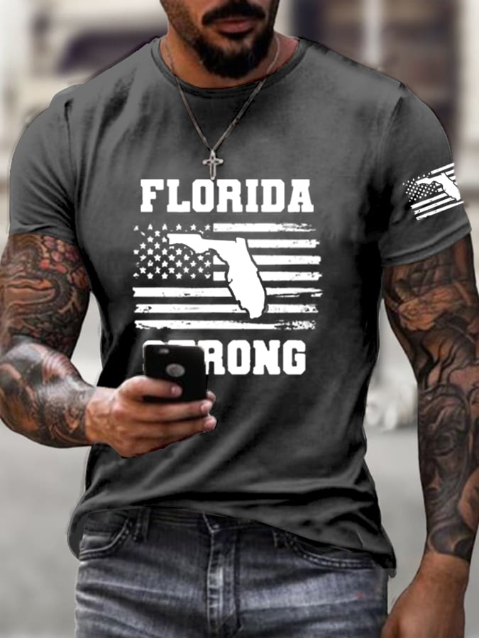 Men's Florida  Strong Mitton Hurricane Printed Casual T-Shirt