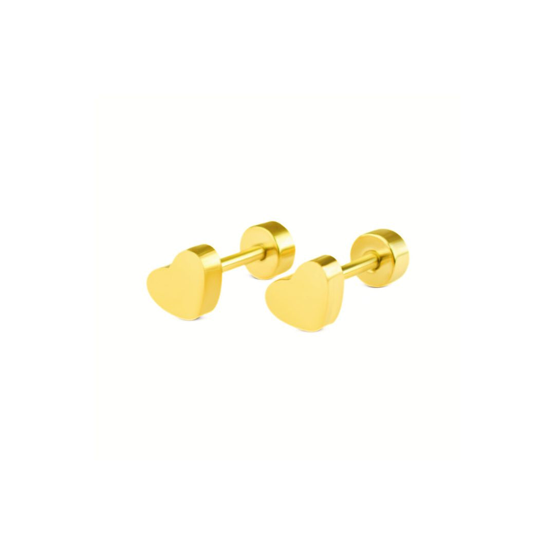 6mm Heart studs - Gold