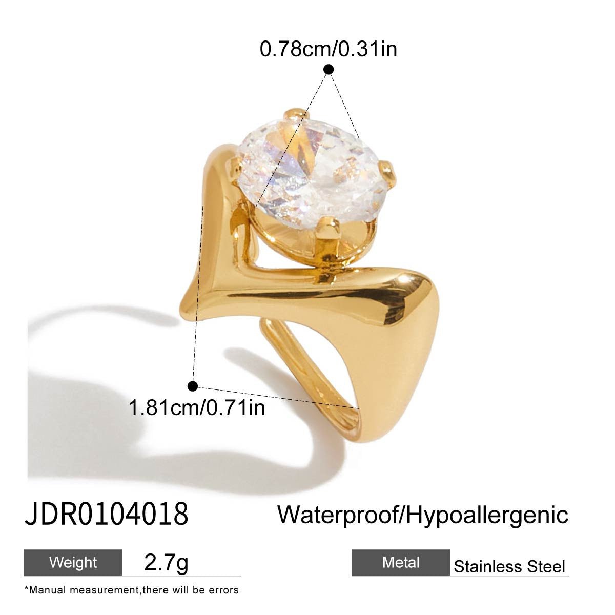 Jie Ding Zircon Ring Titanium Steel Female Ring Stainless Steel Jewelry