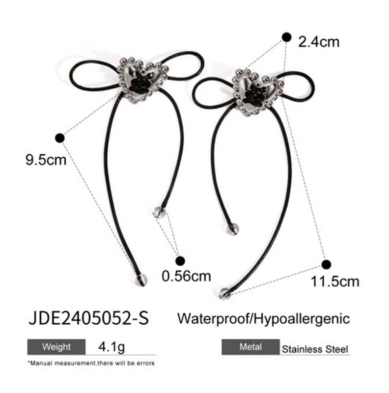 1 Pair IG Style Vacation Minimalist Tassel Bow Knot Inlay 304 Stainless Steel Rhinestones 18K Gold Plated Drop Earrings