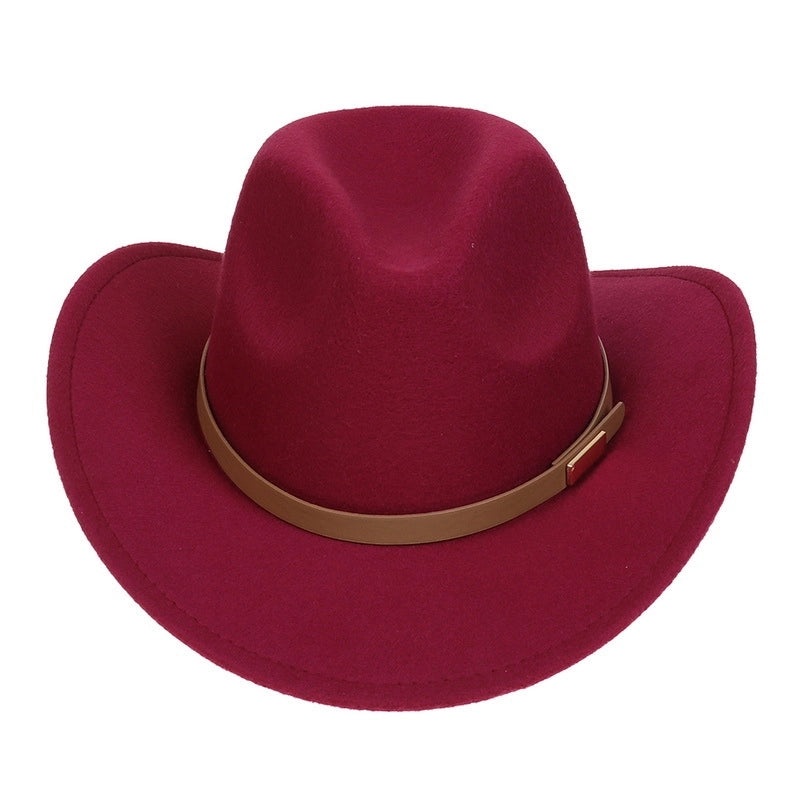 Tibetan Western Denim Top Hat Spring And Autumn New Jazz Hat Big Brim Five-pointed Star Belt Accessories Felt Hat For Men And Women