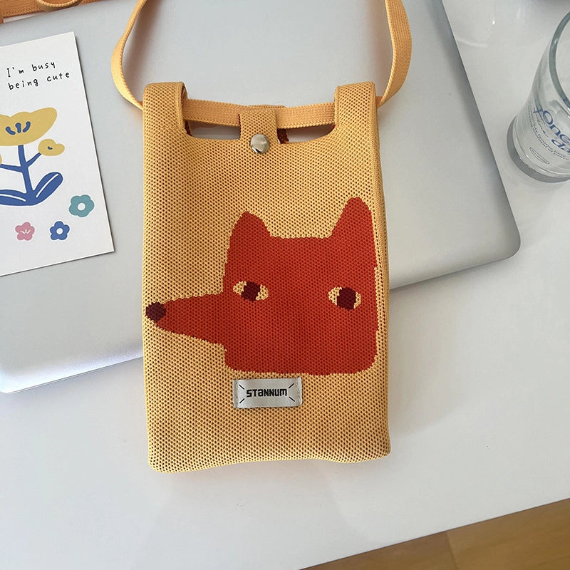 Women's Polyester Printing Animal Color Block Cute Square Buckle Shoulder Bag Phone Wallets