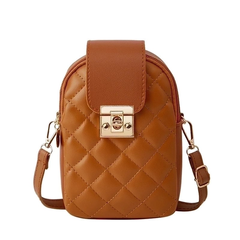 Women's Small Pu Leather Solid Color Lingge Streetwear Metal Button Zipper Crossbody Bag