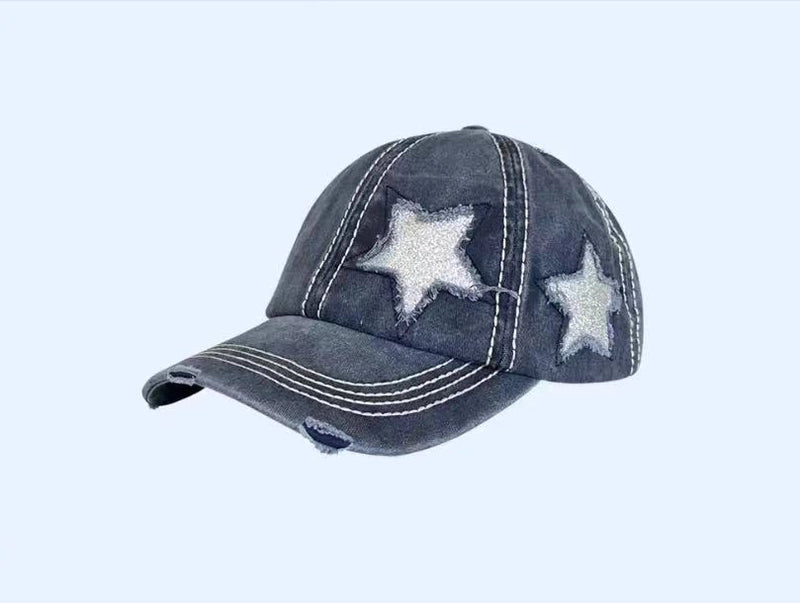Vintage Ripped Baseball Cap Women's Spring And Summer Korean Style Big Head Face Showing Small Cap Pink Wide Brim Hat Trendy