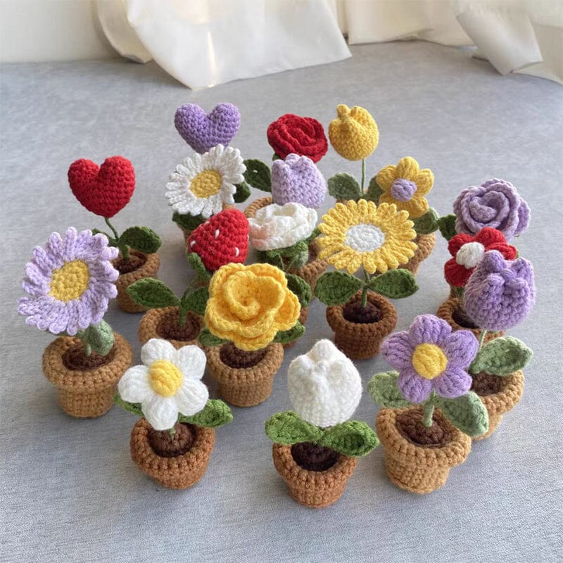 Handmade knitted flowers