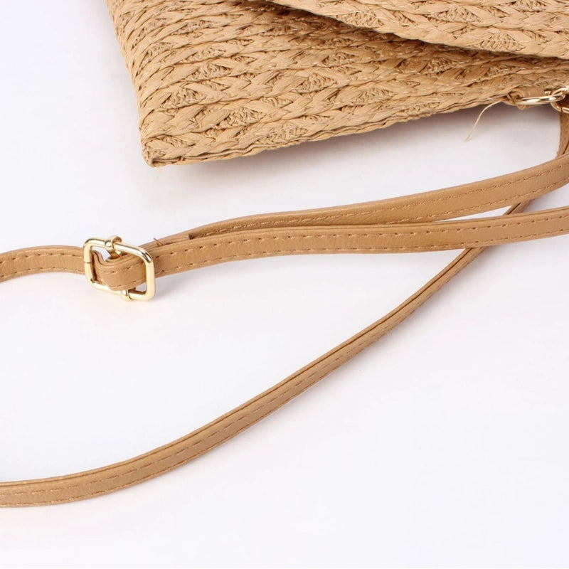 Women's Small Straw Geometric Streetwear Flip Cover Straw Bag