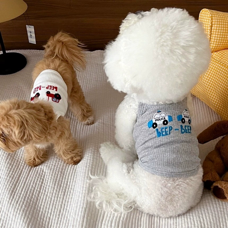 Cartoon Car Printed Breathable Dog Cat Vest