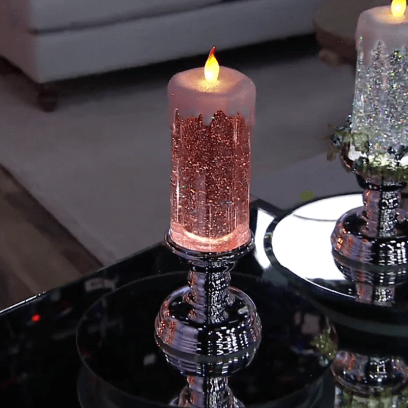 COLOR CHANGING LED WATER CANDLE WITH GLITTER