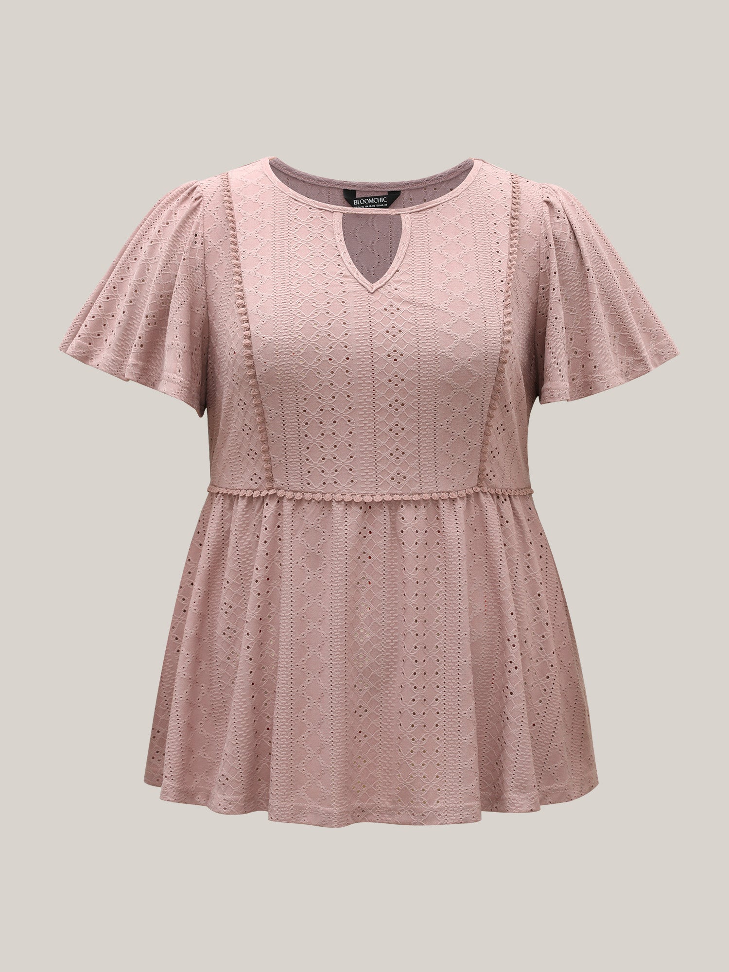 Sheer Textured Lace Panel Flared Top