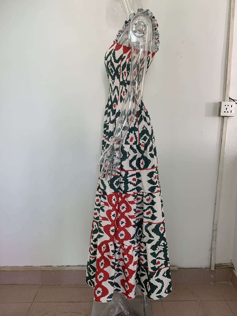 Printed Halter Beach Resort Dress(3 Colors)