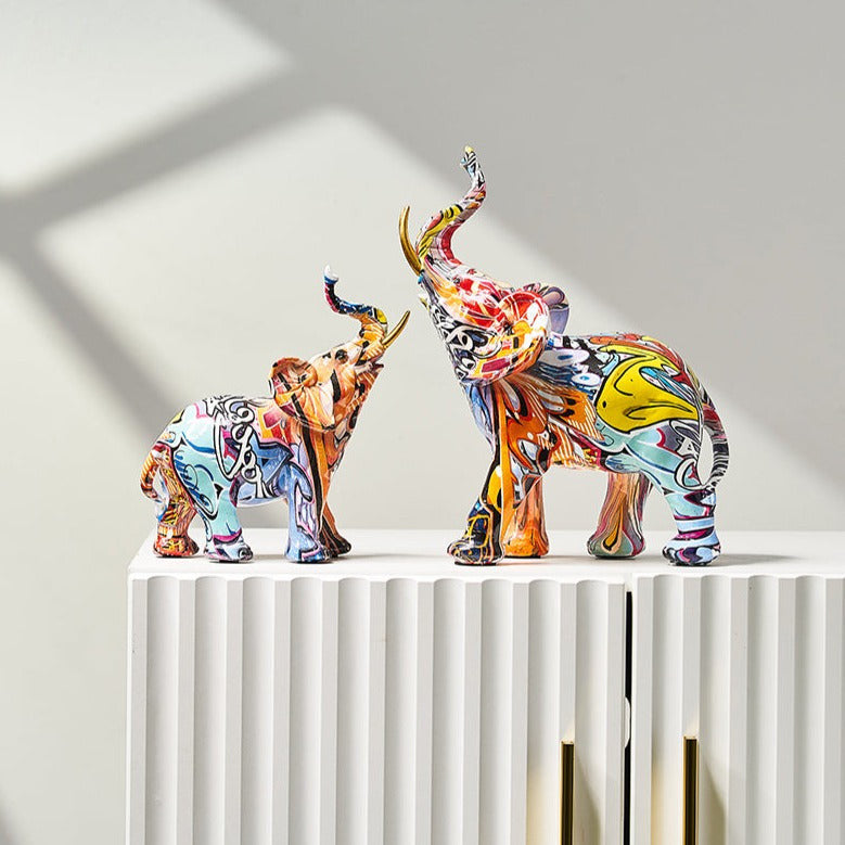 Elephant Nordic Painted Statue